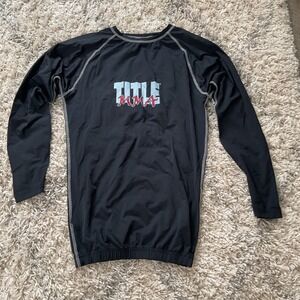 Title MMA Mens Long Sleeve Rash Guard Compression‎ Shirt Black Grey Stitching